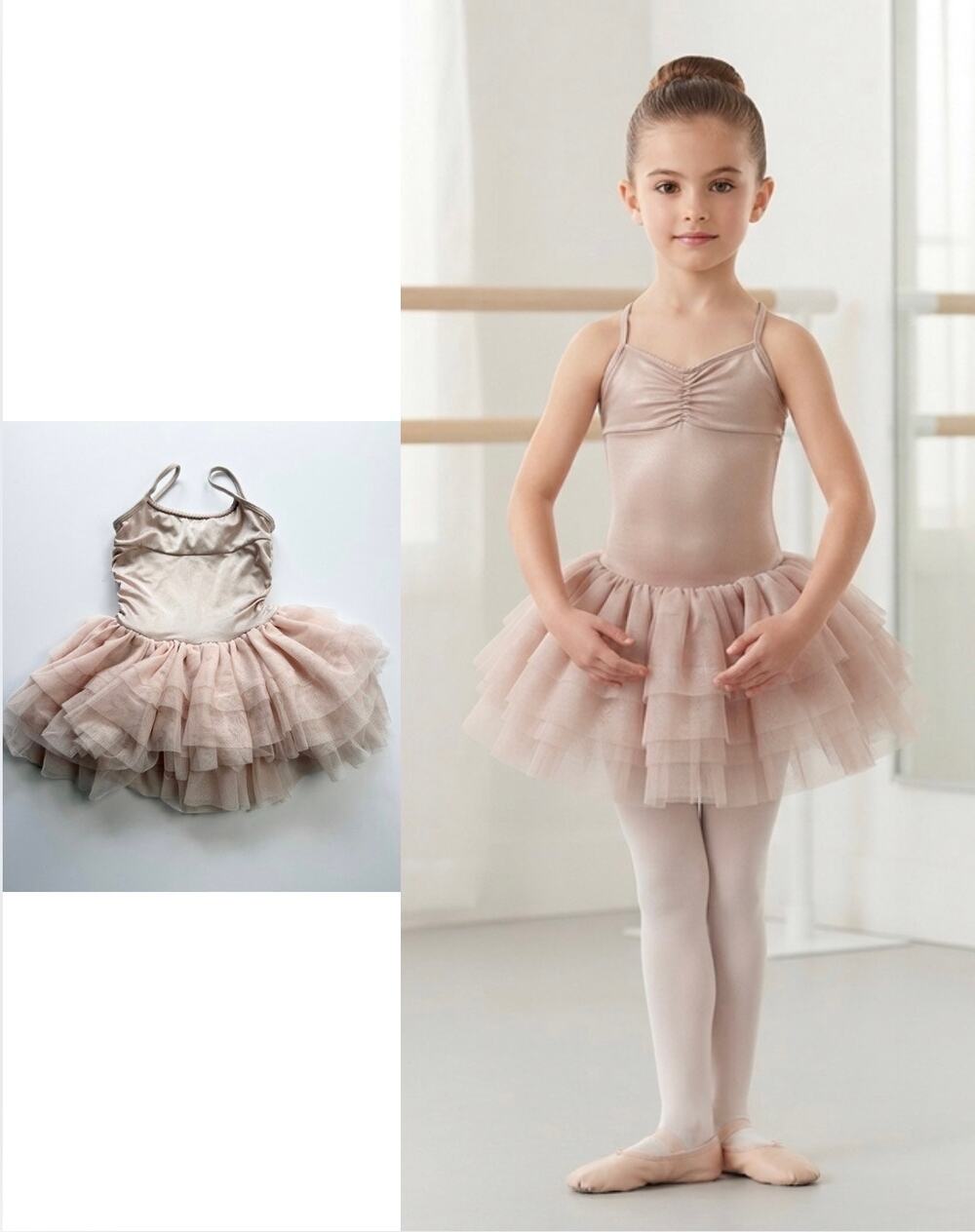 Bloch Girls Champagne Shimmer Tutu Dress Size 6X-7 Ballet